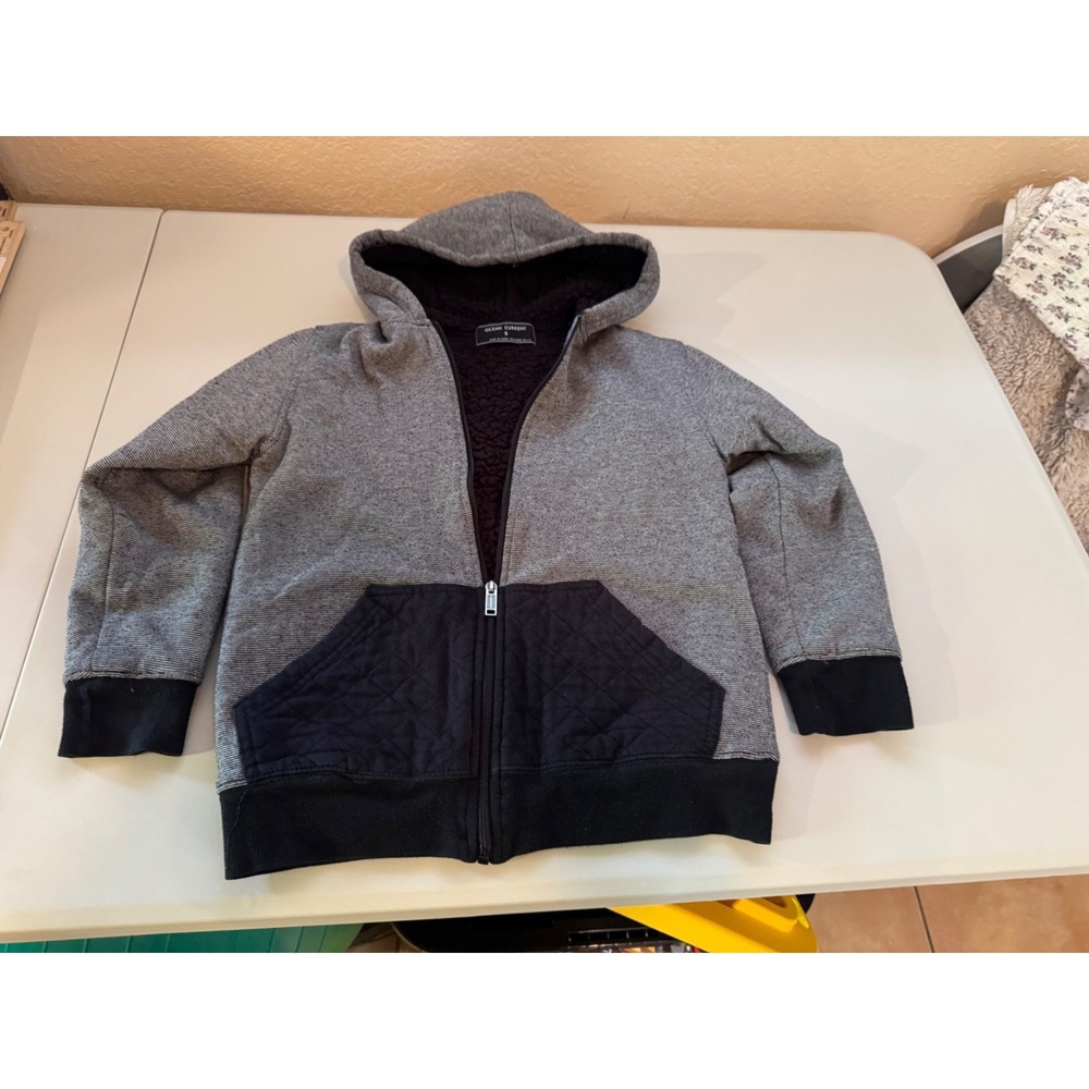 Ocean Current Mens Small Sherpa Lined Full Zip Hoodie Gray Black EH53K029R